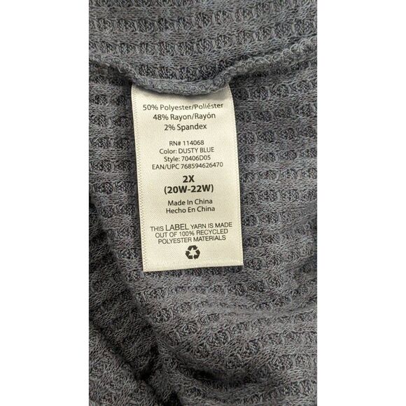 LA Threads Womens Size 2X Dusty Blue Ruffle V Neck Long Sleeve Peplum Blouse Top - Picture 9 of 9